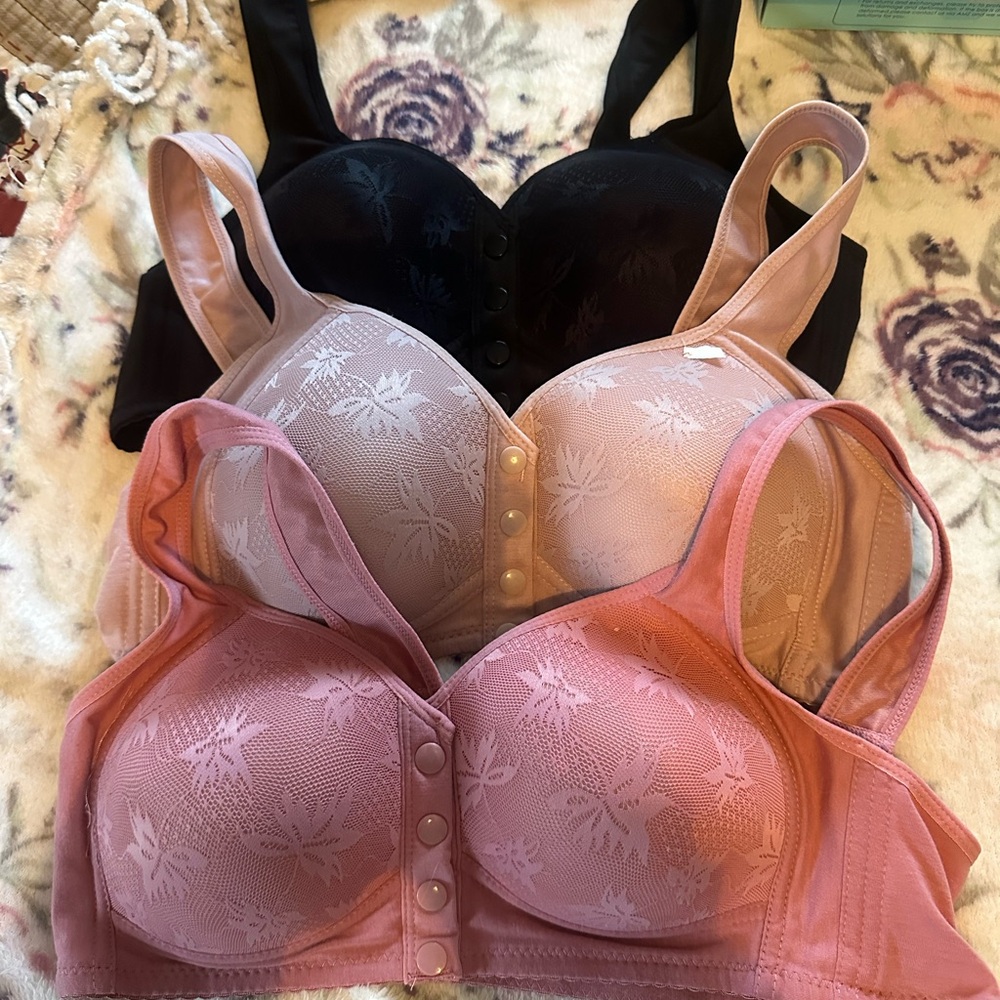 Set of three Floral Lace Bra Set - Black, Pink and light pink $60.00 for all 3